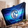 Schalke 04 FC Personalized Fleece Blanket With Football Logo, Custom Name Text Soft Warm Home Throw Blanket
