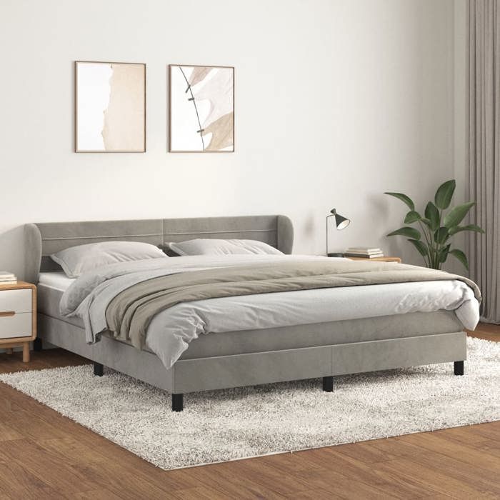 Maison Exclusive - Sommier à lattes de lit et matelas Gris clair 160x200cm Velours