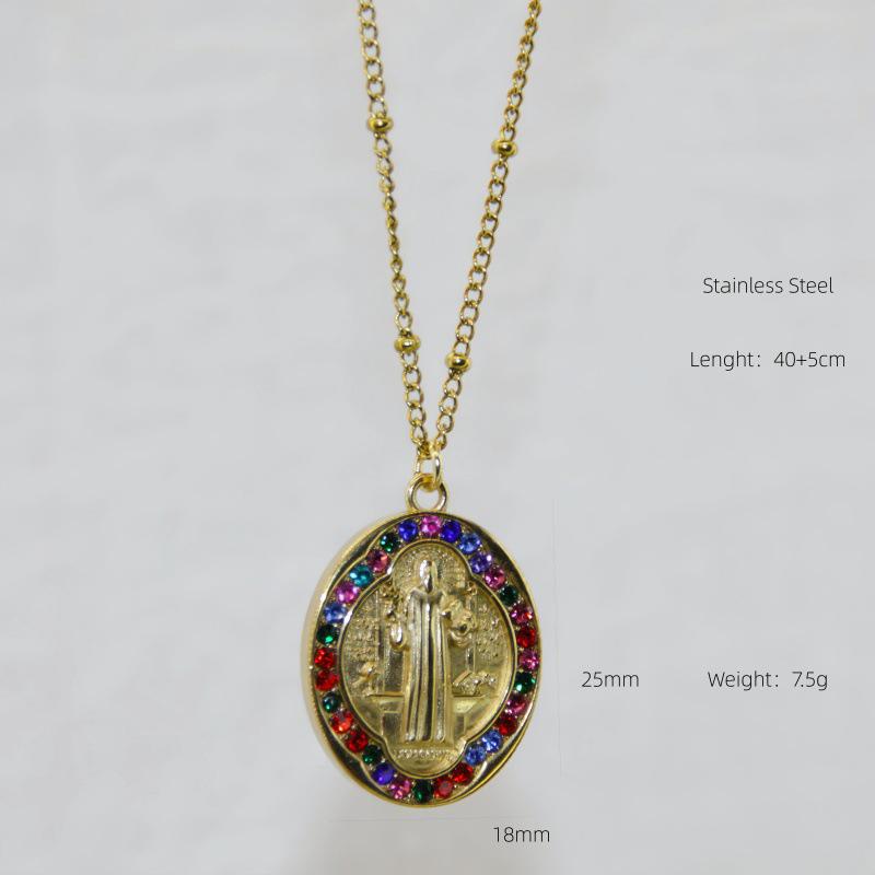 Virgin Mary Zircon Clavicle Necklace - European & American Fashion, Titanium Steel Jewelry