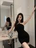 French one-word shoulder neck suspender dress women's summer pure desire spice girl sexy tight waist temperament hip skirt