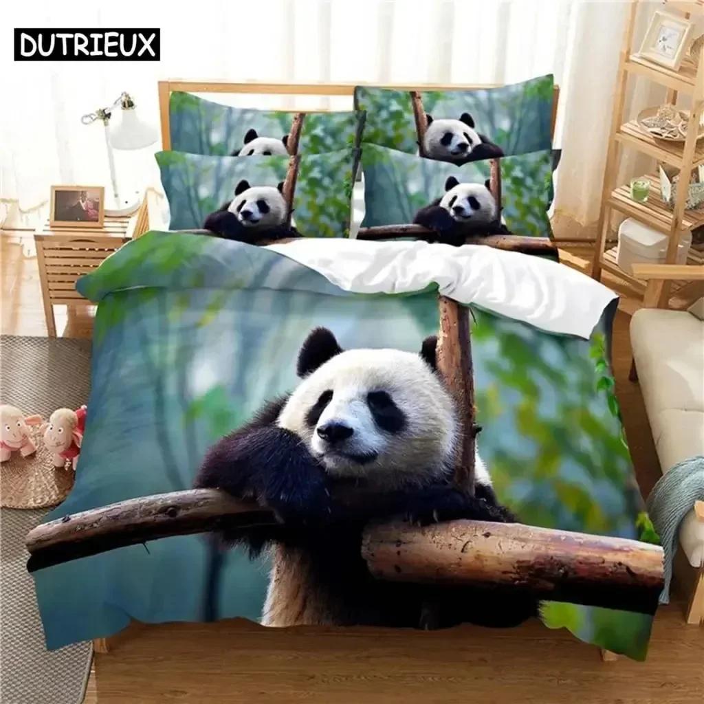 3D Print National Treasure Panda Comfortable Duvet Quilt Cover Pillowcase Bedding Set Children Bedroom Decoration Home Textile