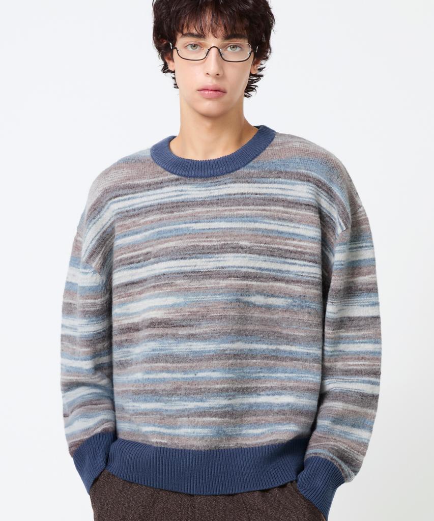 TRILLION Washable Multi-Color Gradient Crewneck Knit_Navy
