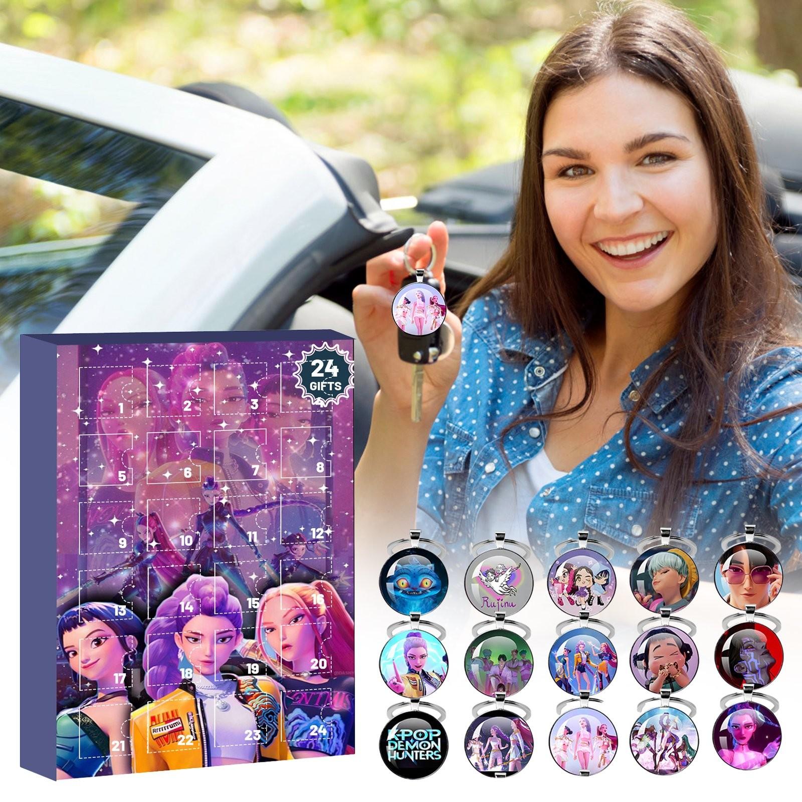 

24-дневный адвент-календарь с обратным отсчетом, 3D брелок-подвеска-брошь для группы модных девушек, 24 шт. подарок One Size