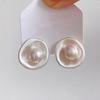 Silver Needle Irregular Round Freshwater Pearl Stud Earrings Personality Light Luxury Versatile Premium Earrings