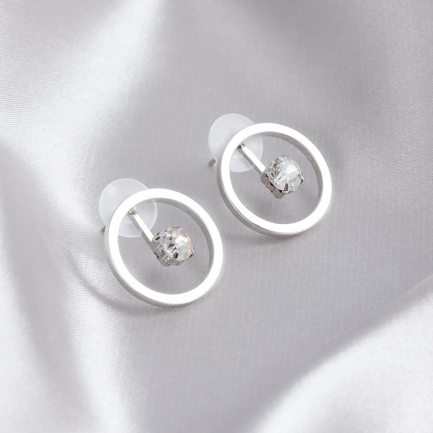

Minimalist Round Rhinestone Stud Earrings for Women Statement Korea Geometric Cystal Earrings Party Casual Jewelry Gifts