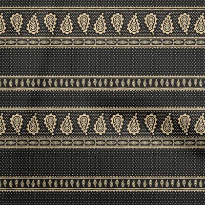Cotton Flex Black Fabric Asian Paisley Block Sewing Material Print Fabric By The Yard 40 Inch