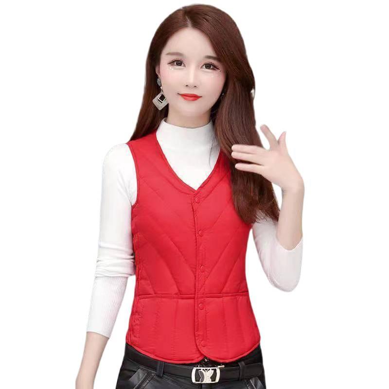 Autumn/Winter Slim-Fit Short Cotton Waistcoat for Women Versatile Waistcoat Layering Warm Thickened Cold Protection