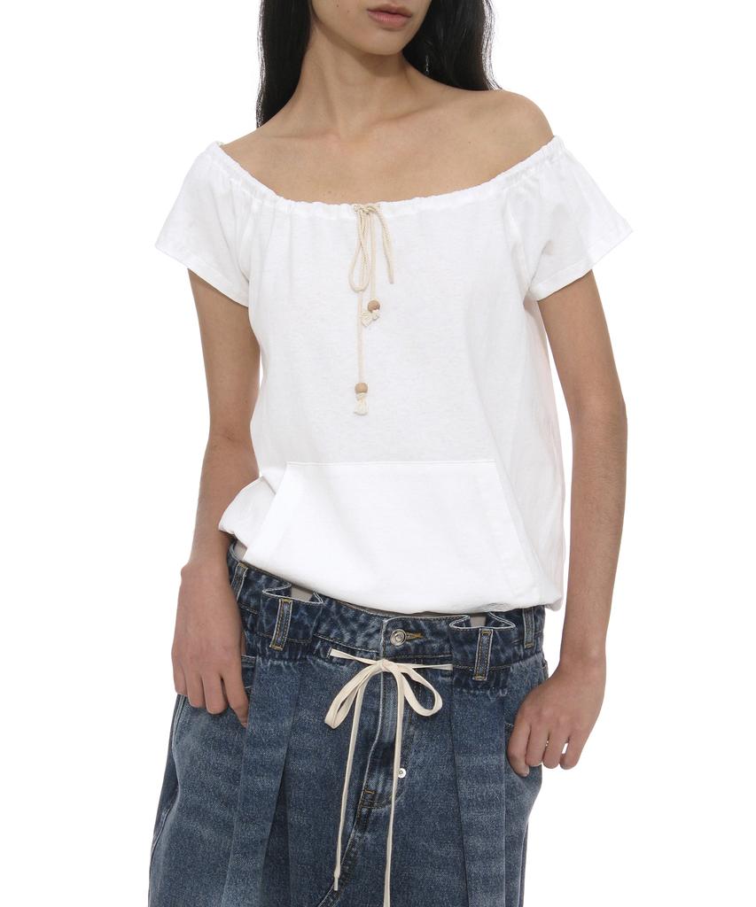 Partimento Woman Drawstring Denim Midi Skirt_Mid Blue