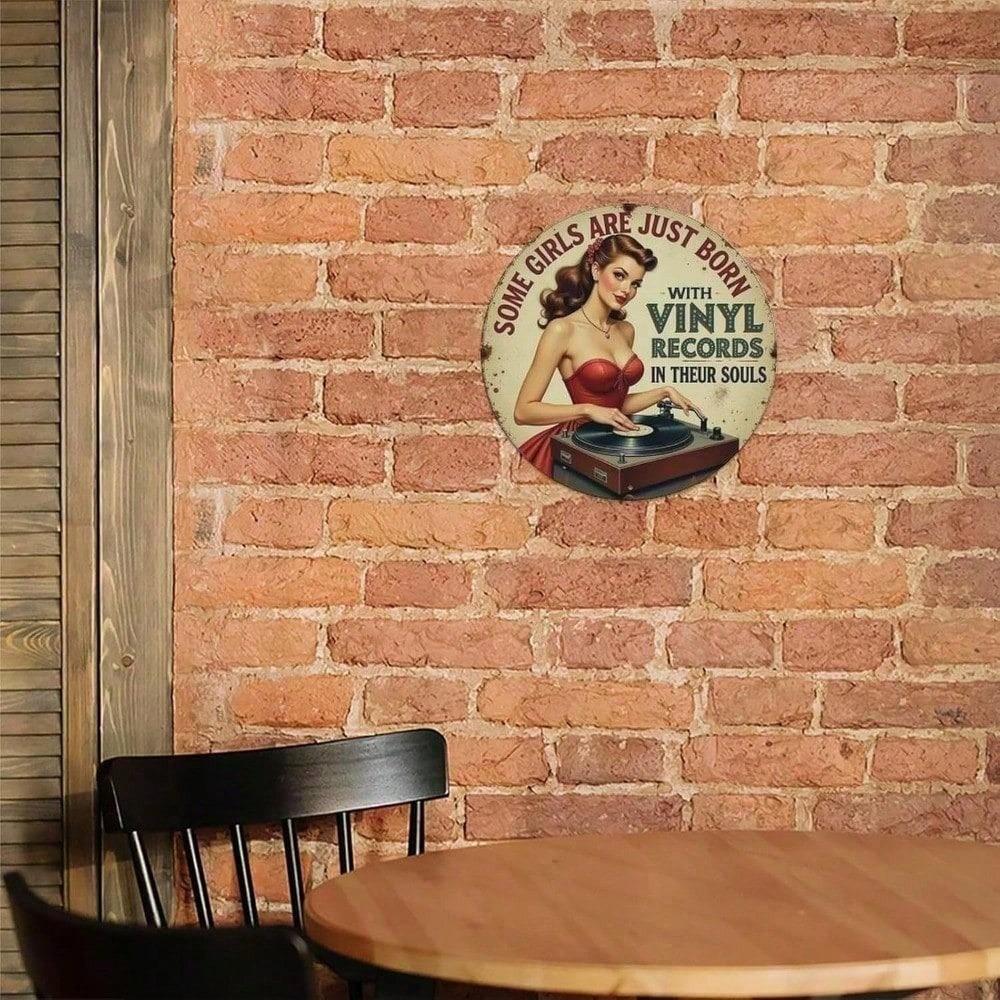 Vintage 8x8 Inch Round Metal Tin Sign Retro Wall Art Home Bar Decor