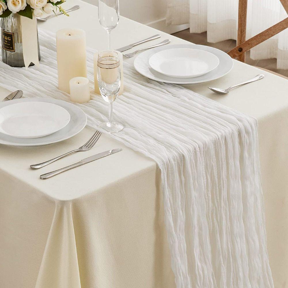 Wedding Birthday Party Decoration Semi-Sheer Gauze Runner Vintage Retro Cloth Multipurpose Bohemian Decoration