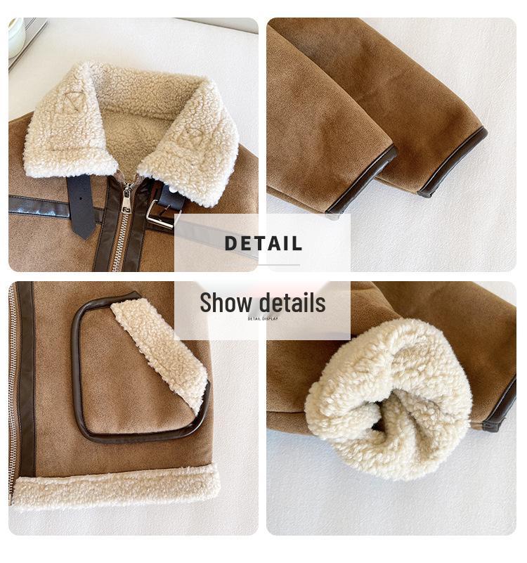 Nausicaä 2025 Vinter Barns Semsket Ståkragekåpe, Gutter og Jenters Lappeteppe Pels Topp.