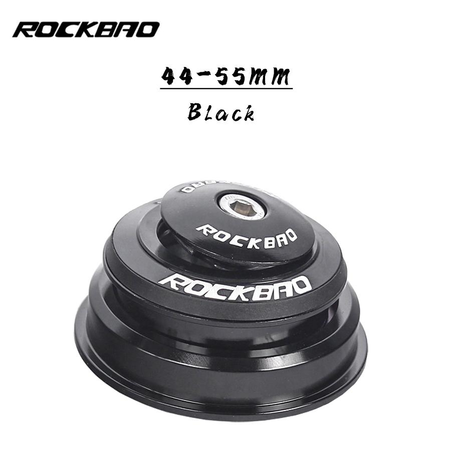 ROCKBAO MTB Bike Road Bicycle Headset 44mm 55mm 56mm 2 Bearing CNC 1 1/8-1 1/2 Tapered 28.6 Straight Tube fork Internal Headset 44-55mm BLACK