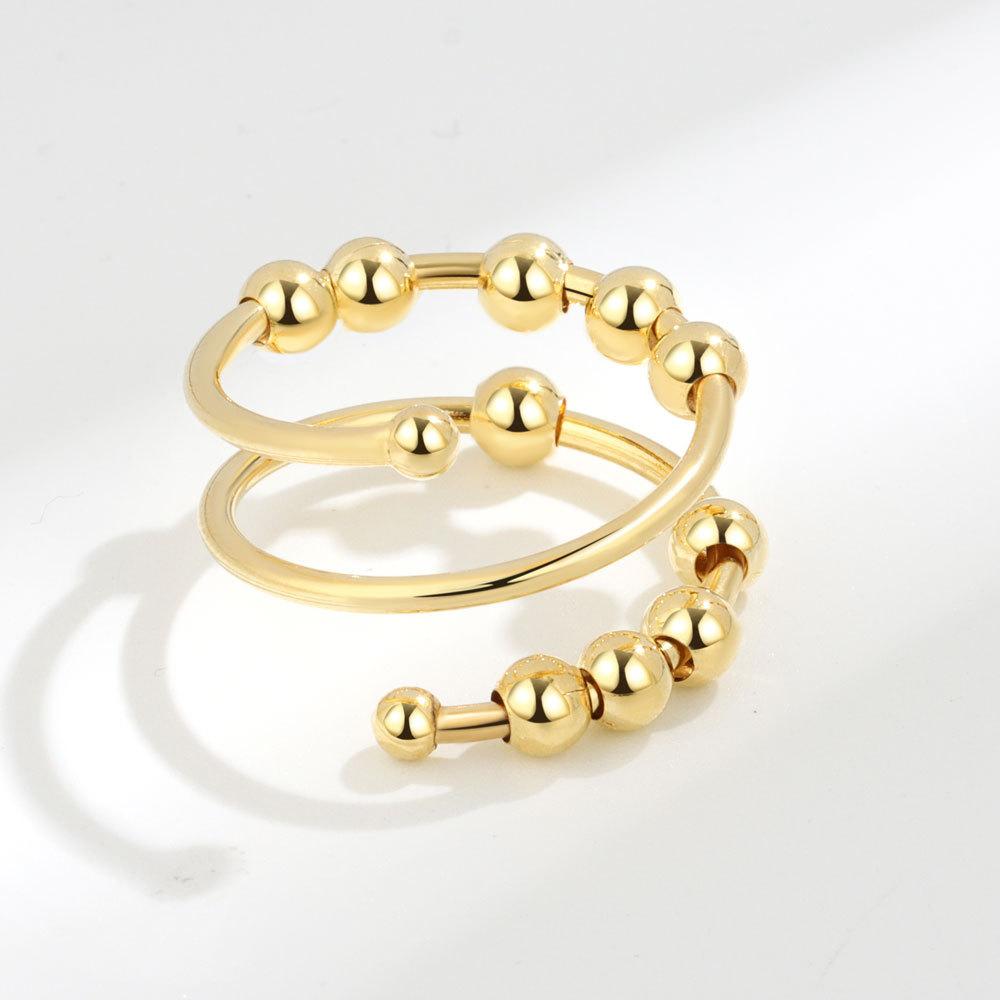 Anti Stress Anxiety Silver Ball Rings 925 Women Men Spinner Fidget Rings Vintage Gold Couple Anillos Jewelry Gift