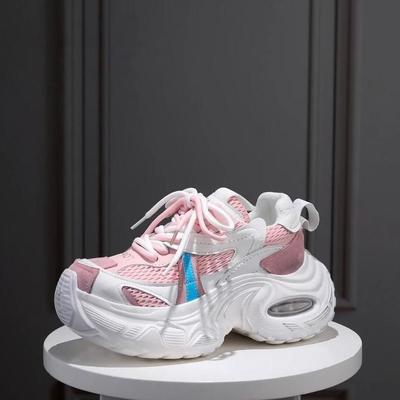 Ins Single Mesh Air Cushion Sole Strap Dad Shoes Women's 2025 Summer Small Ultra-light Height-increasing Sports and Leisure Shoes