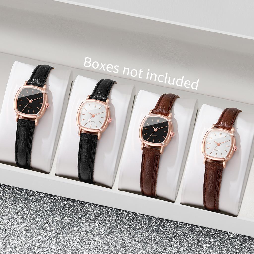 Women's Fashion Retro Small Fresh Simple Scale Elegant Trendy Korean Edition Fashion Quartz Watch Combination Set (Without Box)