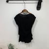 C S In The Room tSuka Strap ShirrIng V neCk Wrap Cap SleeVe Knit 4 ColorS