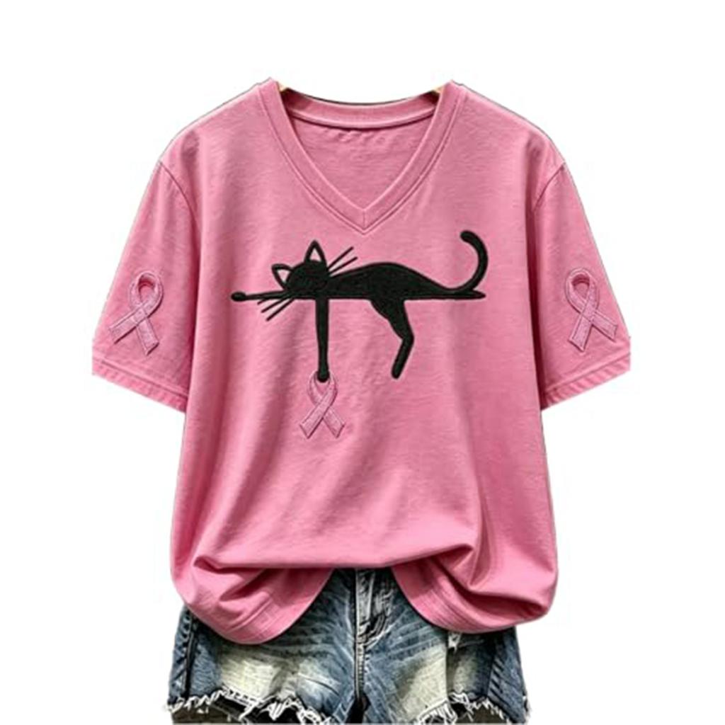 Women's Trendy Printed V-Neck Short Sleeve Top