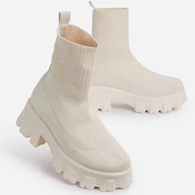 Stivali da Donna Stivali Bianchi con Plateau per Inverno Autunno Botas Femininas Calzini Stivaletti Stivali con Plateau Scarpe con Tacco da Donna Stivaletti da Donna