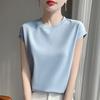 Mercerized Cotton O-neck T-shirt Summer Solid Color Sleeve Top Casual and Comfortable Short-sleeved Women's Clothes