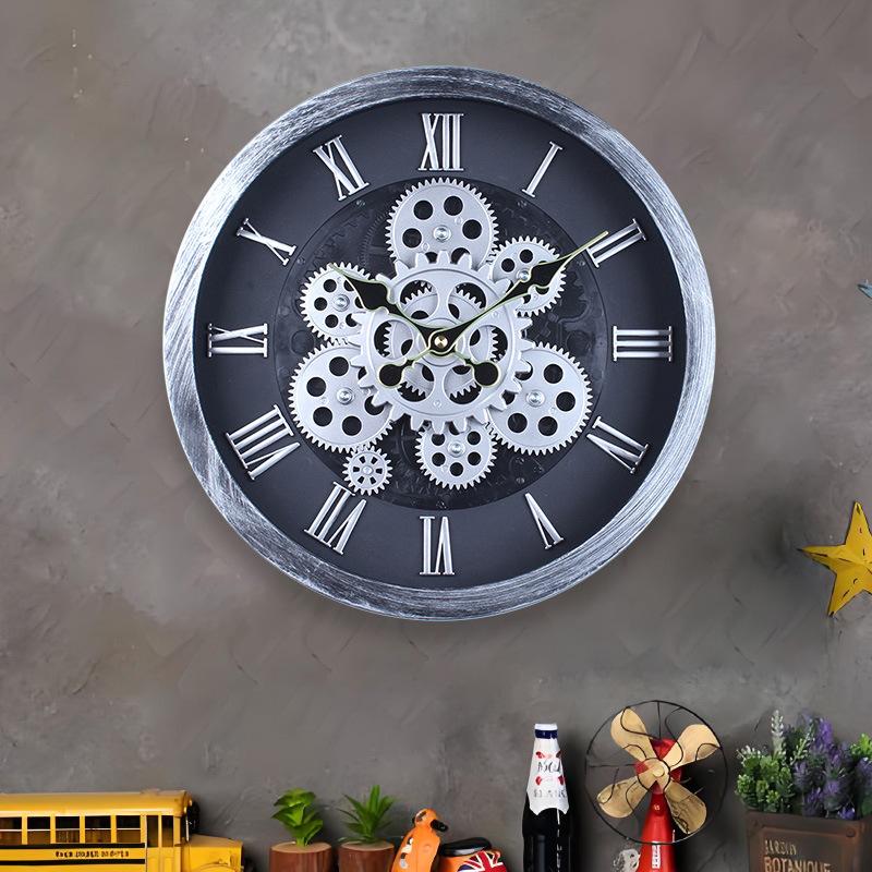 Gear Clock in Antique Style Living Room Wall Decoration Study Retro Nostalgic High-end Creative Three-dimensional Round Wall Clock