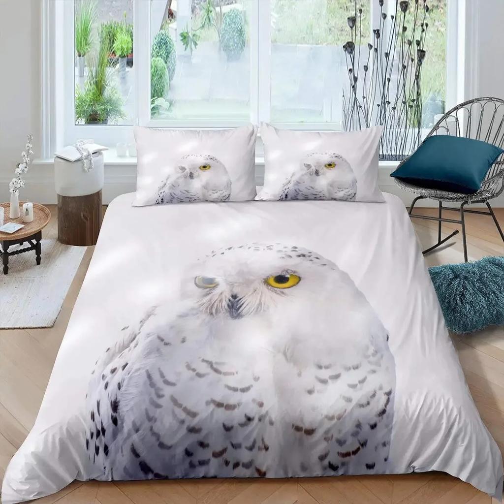 Owl Duvet Cover Set 3D Boho Owl Bedding Set Boho Exotic Style Comforter Cover Moon Safari Bird Animal Print Quilt Cover Queen