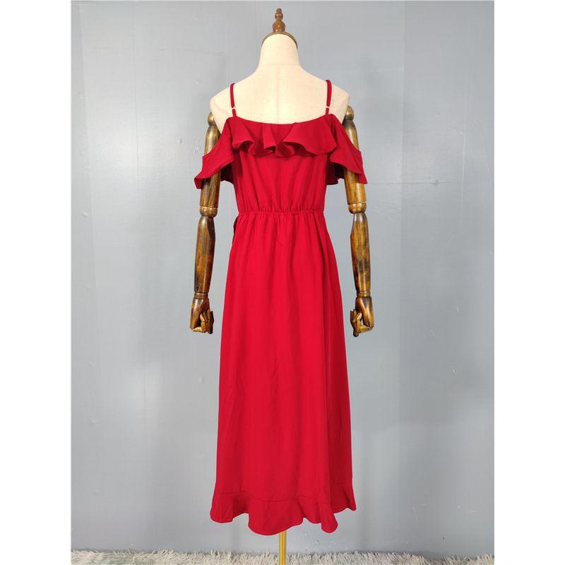 Foreign Trade Order 2025 Lady Temperament Elegant Beautiful Sling Frill off-Shoulder Sexy Irregular White Dress