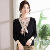 Early autumn clothing new middle-aged and elderly intellectual mother clothing fake two-piece wool sweater pullover knitted bottoming top women