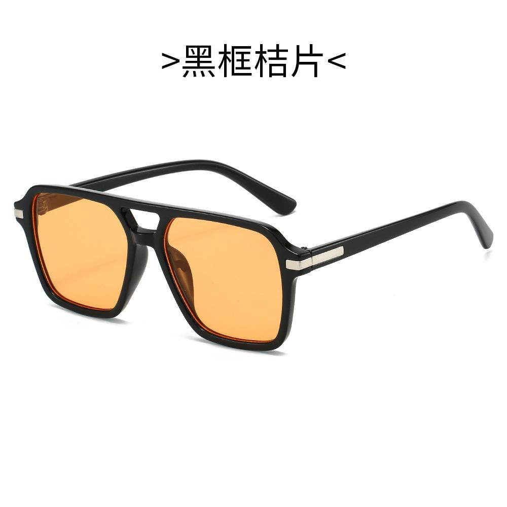 New Retro Pilot Sunglasses for Women Men Double Bridge Square Glasses Trendy Street Style Shades Fashion Sun Glasses