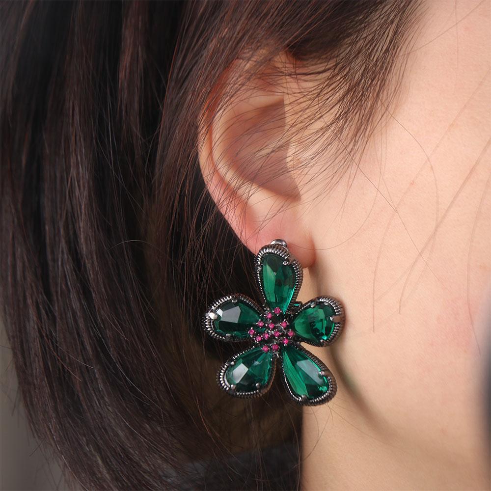 Bride Crystal Flower Stud Earrings Luxury Rhinestone Earrings  Jewelry Accessories