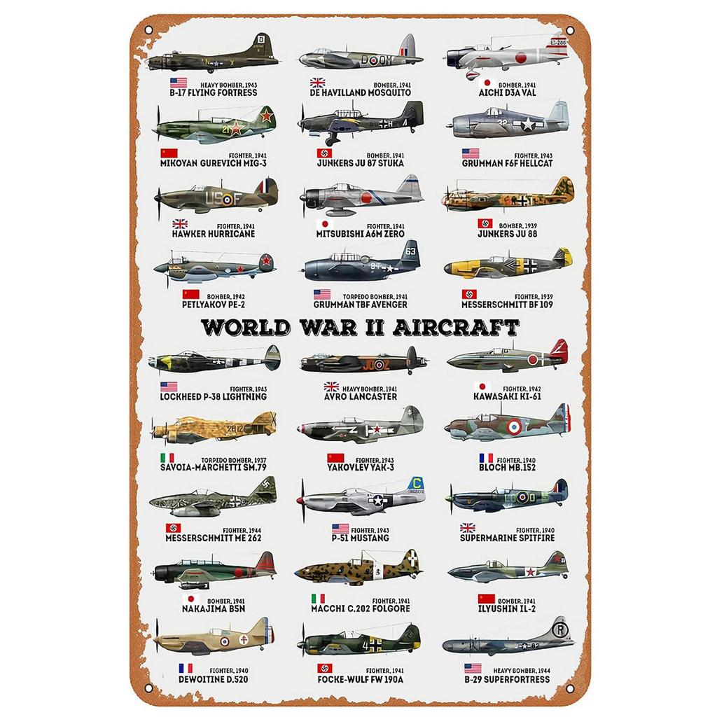 Vintage Fight Plane Metal Tin Signs Plaque Plate Retro Wall Art Posters for Man Cave Bar Pub Clubs Cafe Iron Painting Decoration
