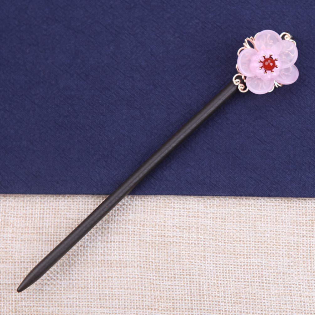 FRCOLOR Wooden Hairpin, Floral Pattern, Single Hairpin, Japanese Style Accessory, Hair Clip, Hair Ornament for Coming-of-Age Ceremony, Kimono,