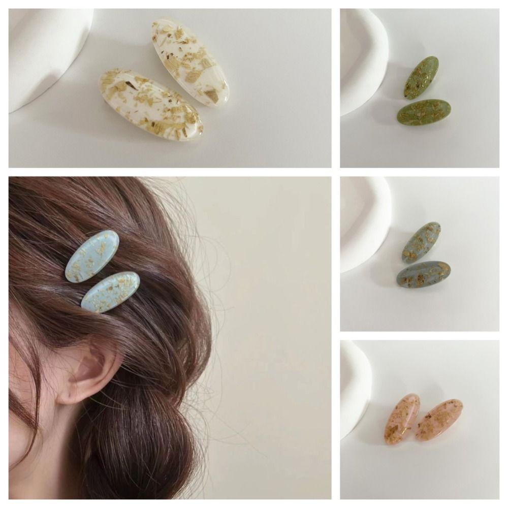 

Gold Foil Oval Duckbill Clips Korean Style Quicksand Barrettes Sweet Gift