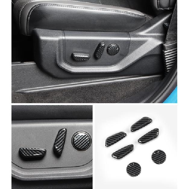 Carbon Fiber Interior Seat Handle Button Cover Trim for Ford F150 2015- 6PCS