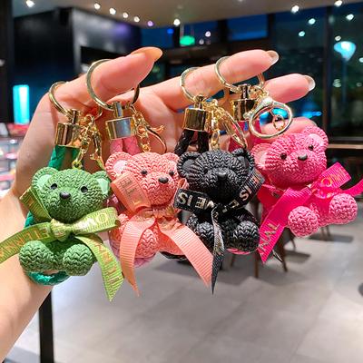 Creative Couple Resin Wool Bear Keychain Doll Cartoon Bear Bag Pendant Cute Bear Keychain Pendant