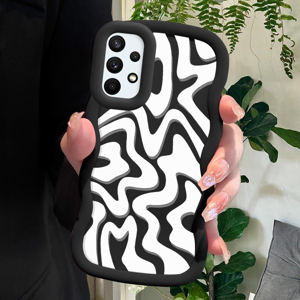 

Окрашенный узор Big Wave Edge Мягкий силиконовый материал Macaron чехол для телефона противоударный защитный резиновый чехол для Samsung Xiaomi Poco Redmi Redmi Note 12 5G чёрный