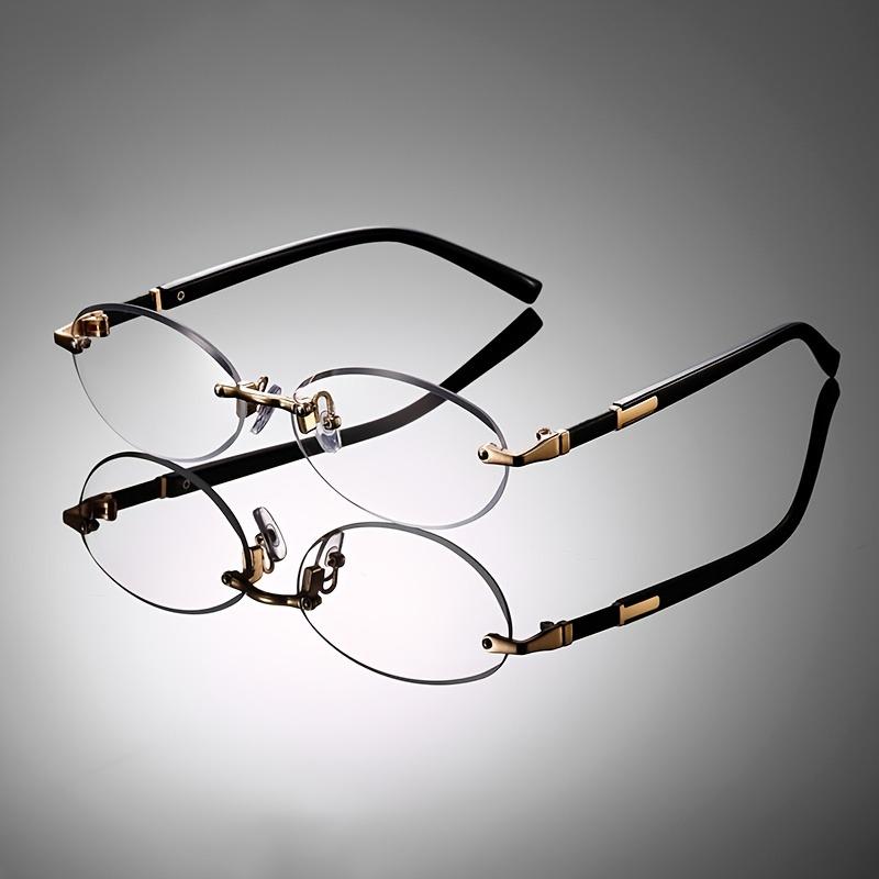 1pc Vintage Oval Rimless Glasses Multicolor Ocean Lens Fashion Unisex Eyewear