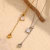 Elegant Gold Square Zircon Heart Tassel Necklace For Women Niche Design Luxury Temperament Pendant Jewelry Fashion Accessory
