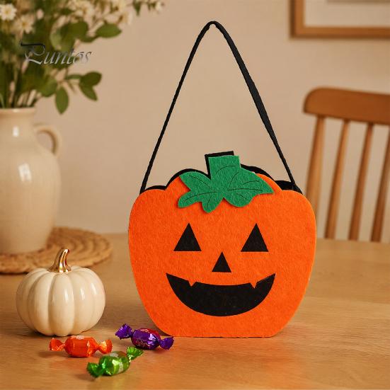 Cute Skeleton Ghost Bags Halloween Felt Candy Bag, Pumpkin Skull Cat Owl Tote for Holiday Goodie School Kids, Non Woven Trick or Treat Handbag, Party