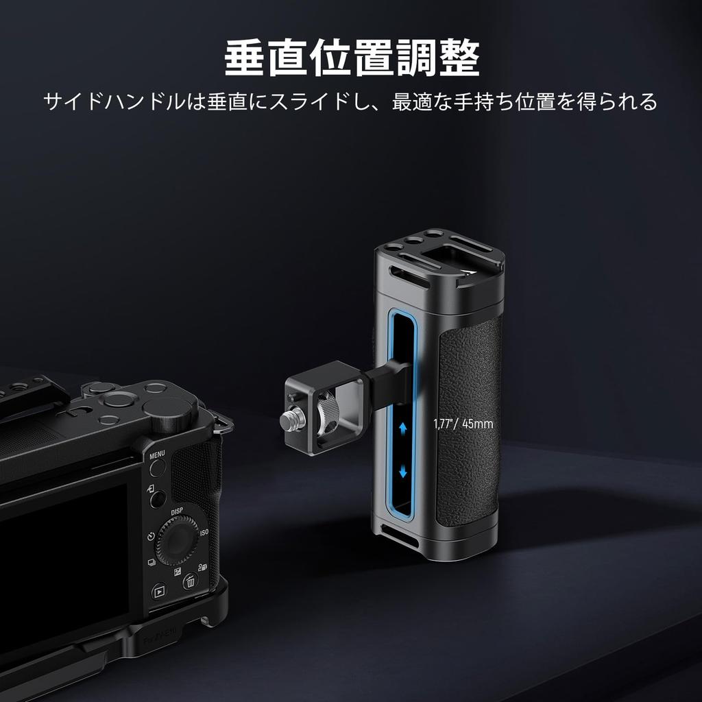 NEEWER CA069H Side Universal Side Hand Grip for Camera Lightweight Construction with Contoured Alignment Vertical Adjustment and Cold Shoe Handle,