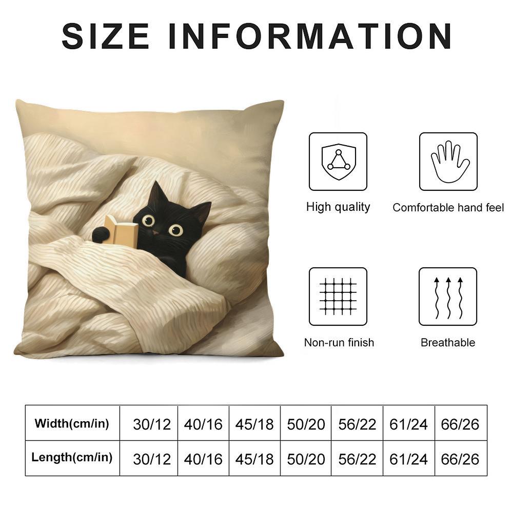 Couple Cats Cushion Cover Soft Plush Throw Pillow Cover | Double-Sided Decorative Cushion Case | Sofa Bedroom Home Decor