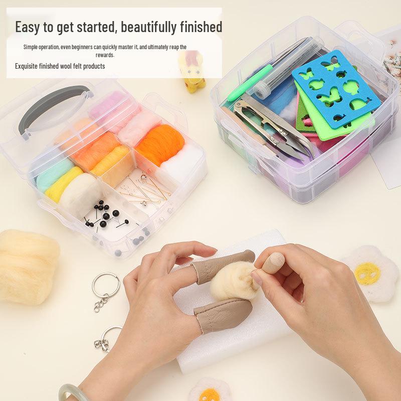Wool Felt Handmade Couple Doll Kit - Creative DIY Gift Set with Tools & Accessories