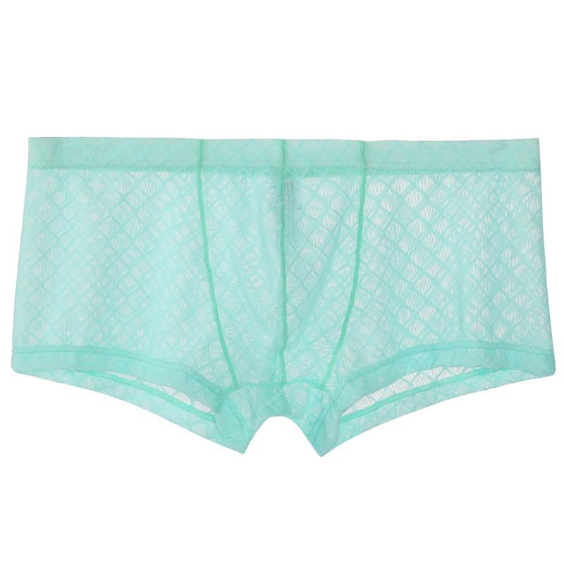 Youye Men's Mesh Transparent Low-Waist Summer Boxer Briefs - Breathable and Trendy Youth Underwear