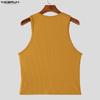 INCERUN Summer Men Sleeveless Strap Decorative Ribbed Casual Tank Tops