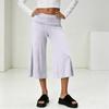 Fashionable Women's Summer Leisure Vacation High Waist Wide Leg Cropped Pants