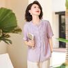 Jianhu Mid-Aged Women's Summer Lightweight Short-Sleeve Round Neck Shirt