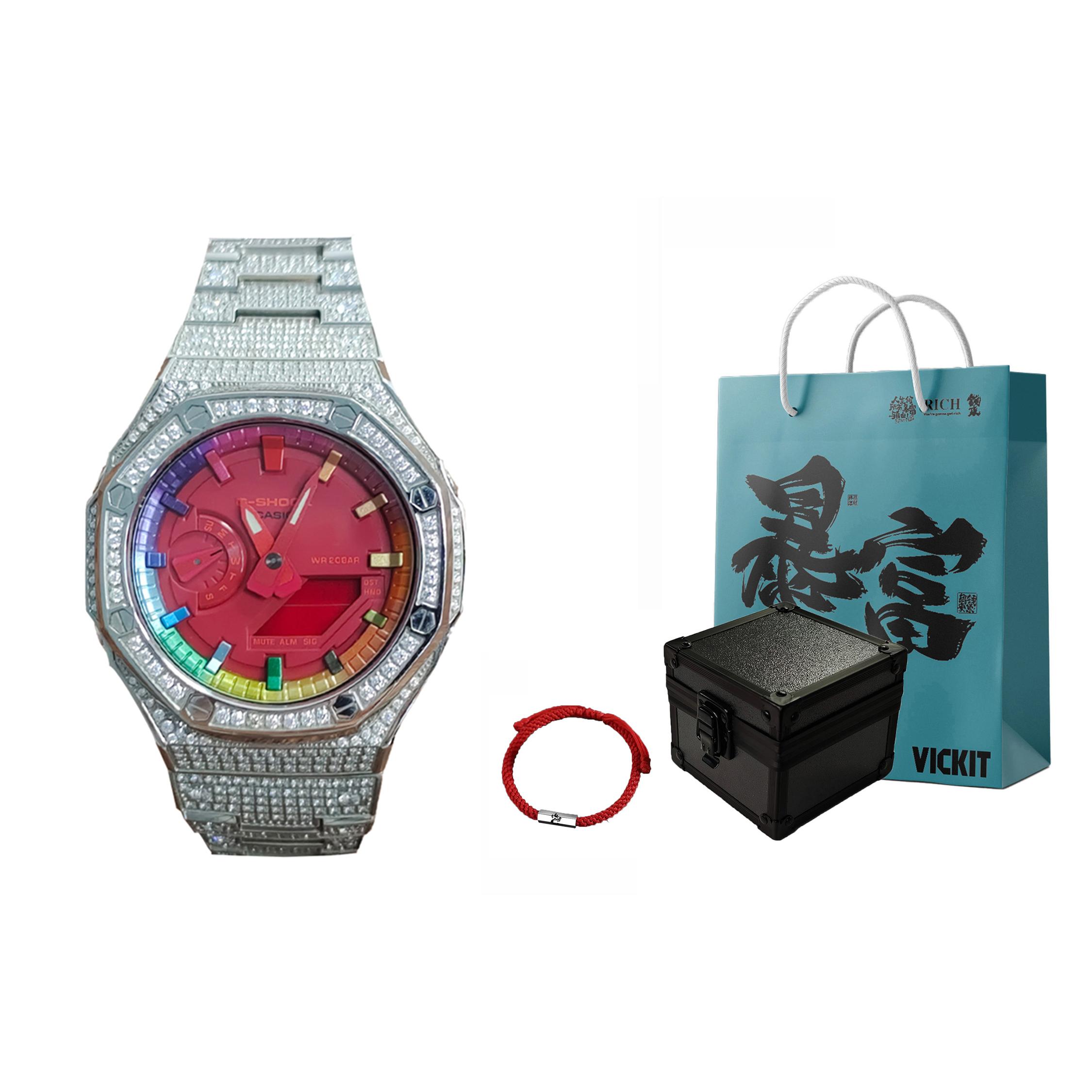 

CASIO Men Liquid Crystal,Analog Dual Display Series Red Watch GA-2100-4A(Watch3--)