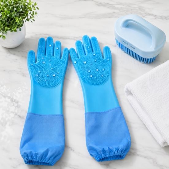 Pet Bathing Gloves, Silicone Hair Removal and Massage Gloves, High-Density Teeth Cleaning Gloves, Pet Grooming Gloves for Cats and Dogs