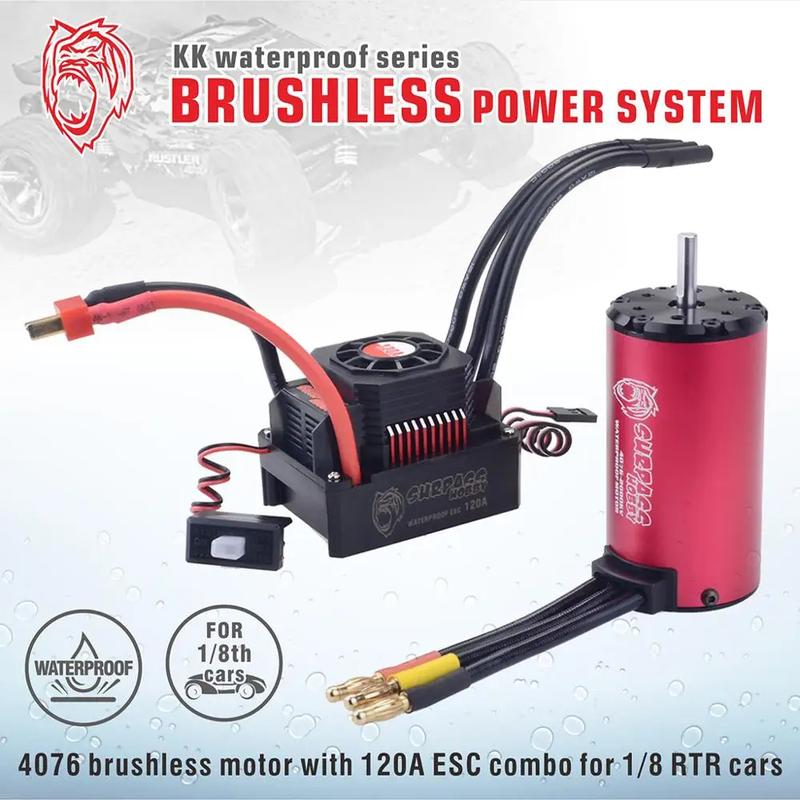 RC Waterproof Combo 4076 2000KV 2250KV Brushless Motor w/ 120A 150A Brushless ESC with S2000ML 20KG Servo for 1/8 RC Drift Car