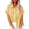 Summer Solid Color Single Breasted Shirt Women's Casual Lapel Short Sleeve Loose Blouse Top