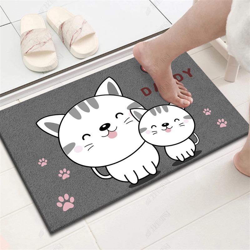 Cartoon Cat Calf Rabbit Floor Mat Bathroom Absorbent Foot Door Mat Anti Slip Decor Entrance Mat